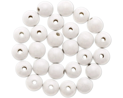 Perle en bois blanc 10 mm 47 pièces