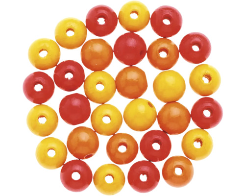 Perles en bois mélange orange 10 mm 47 pièces
