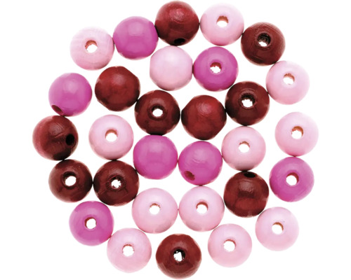 Perles en bois mélange rose 10 mm 47 pièces