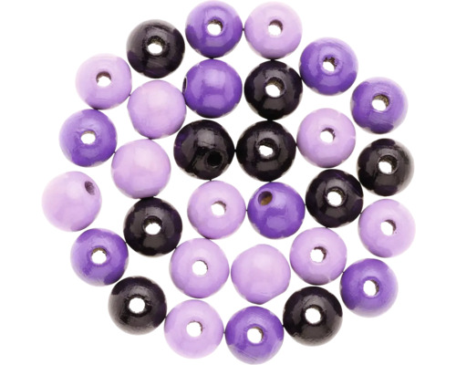 Perle en bois mélange violet 10 mm 47 pièces