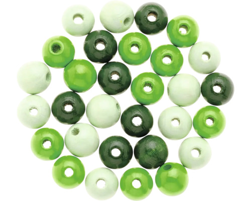 Perles en bois mélange vert 10 mm 47 pièces
