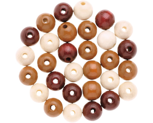 Perle en bois mélange brun 10 mm 47 pièces