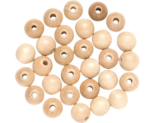 Perle en bois nature 12 mm 28 pièces