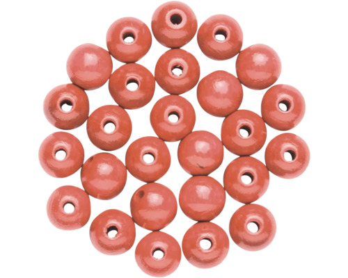 Perle en bois rouge cheminée 12 mm 28 pièces