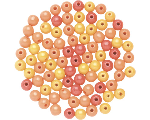 Perles en bois mélange orange 15 mm 14 pièces