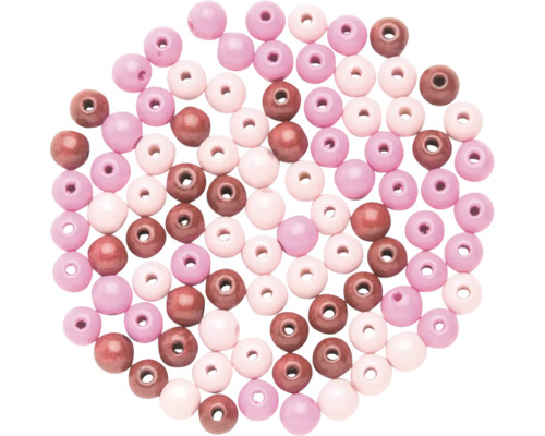 Perles en bois mélange rose 15 mm 14 pièces