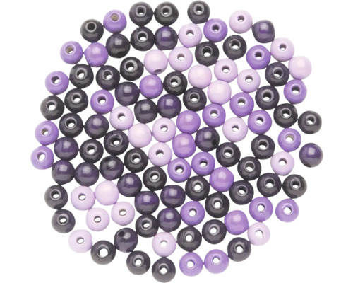 Perle en bois mélange violet 15 mm 14 pièces
