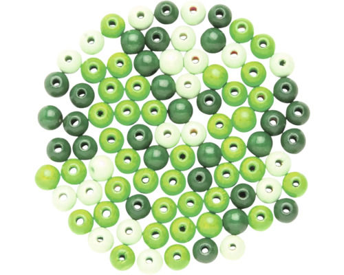 Perles en bois mélange vert 15 mm 14 pièces
