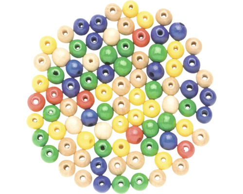 Perle en bois mélange multicolore 15 mm 14 pièces