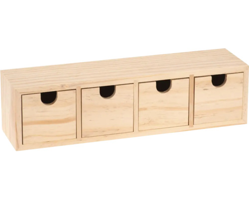 Boîte en bois avec 4 tiroirs 31x8x8 cm
