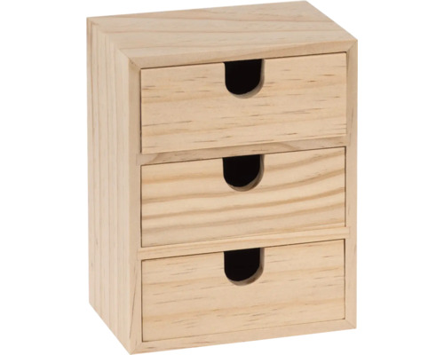 Boîte en bois avec 3 tiroirs 14,5x11x7 cm