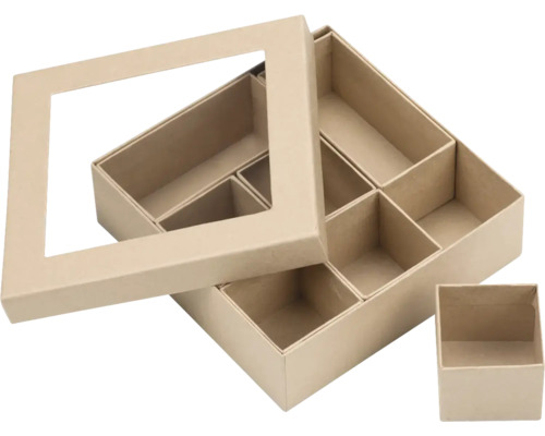 Boîte en carton avec compartiments intérieurs 16,5x16,5x5 cm