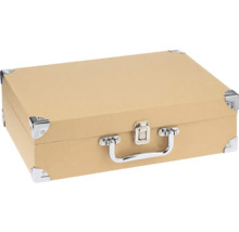 Valise de rangement en carton avec coins et poignée en métal