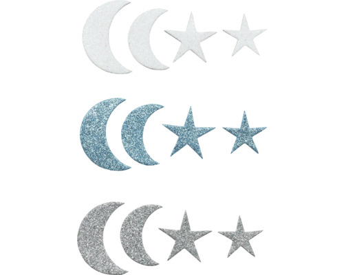 Moosgummi Sticker Mond-Sterne 60 Stück