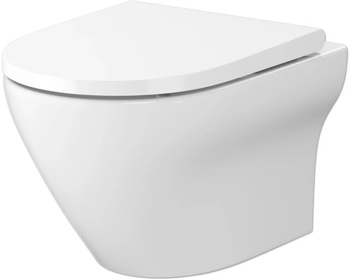 Wand-WC Set Cersanit LARGA Tiefspüler ohne Spülrand weiß glänzend mit Beschichtung mit WC-Sitz SZCZ1002606324