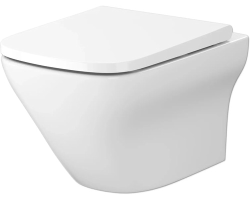 Wand-WC Set Cersanit LARGA Tiefspüler ohne Spülrand weiß glänzend mit Beschichtung mit WC-Sitz SZCZ1002616324