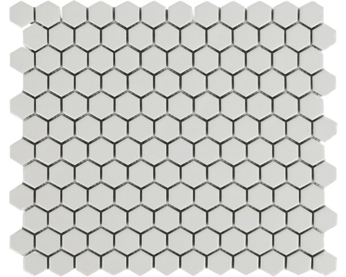 Mosaïque en céramique Hexagon 29,6 x 25,8 cm blanc mat Carreaux hexagonaux pour mur et sol