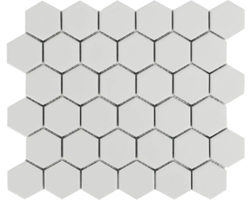 Mosaïque en céramique Hexagon 32 x 27,9 cm blanc mat