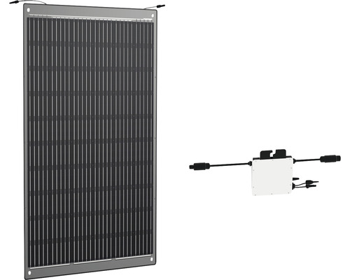 Centrale électrique pour balcon avec module photovoltaïque flexible léger 300 Wp avec inverseur de courant intégré