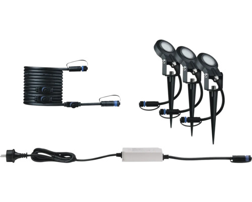 Projecteur de jardin Paulmann Plug & Shine LED kit de démarrage non nocif pour les insectes 3x6,3 W 280 lm 2200 K Sting anthracite 230/24 V