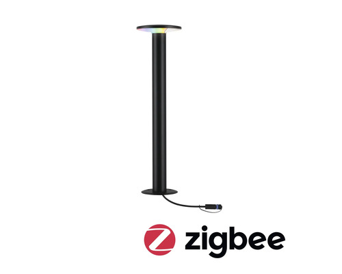 Schwarze Sockelleuchte mit Zigbee Logo