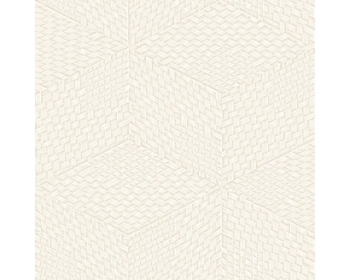 Papier peint intissé TP422952 Exclusive Threads géométrique beige Motif de carreaux avec aspect de cube tridimensionnel