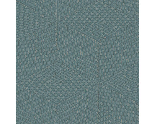 Papier peint intissé TP422958 Exclusive Threads géométrique bleu Motif de papier peint graphique avec des formes cubiques