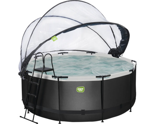 Piscine ronde avec échelle de piscine et toit de piscine