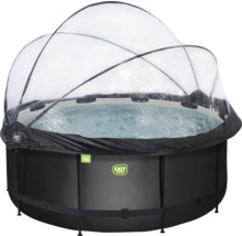 Piscine ronde noire avec couverture transparente