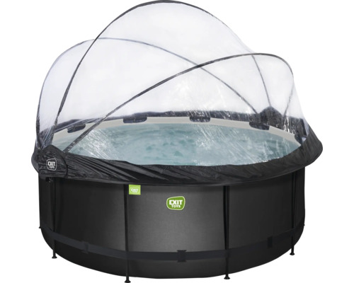 Piscine ronde noire avec couverture transparente