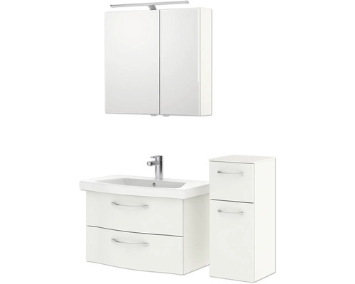 Badezimmermöbelset mit Spiegelschrank, Waschbeckenunterschrank und Seitenschrank