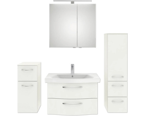 Badezimmermöbelset mit Waschtischunterschrank, Spiegelschrank und Seitenschrank für ein organisiertes Badezimmer