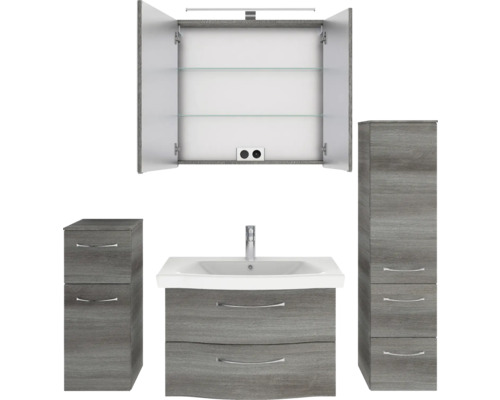 Badezimmerset mit Waschtischunterschrank, Spiegelschrank und Seitenschrank