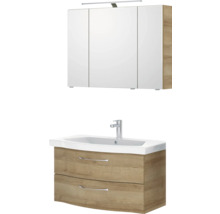 Badezimmerset mit Waschtischunterschrank, Waschbecken und Spiegelschrank