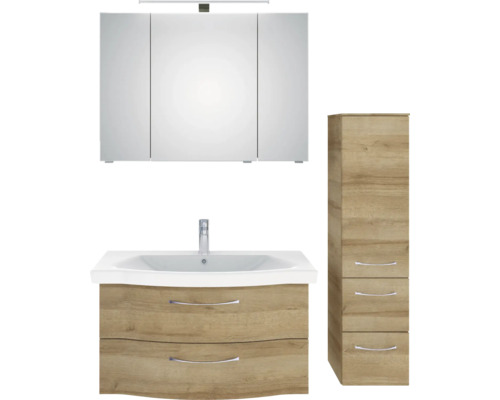 Badmöbel-Set mit Spiegelschrank, Waschtischunterschrank und Seitenschrank