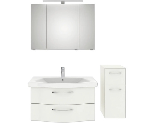 Badezimmerset mit Spiegelschrank, Waschbeckenunterschrank und Seitenschrank