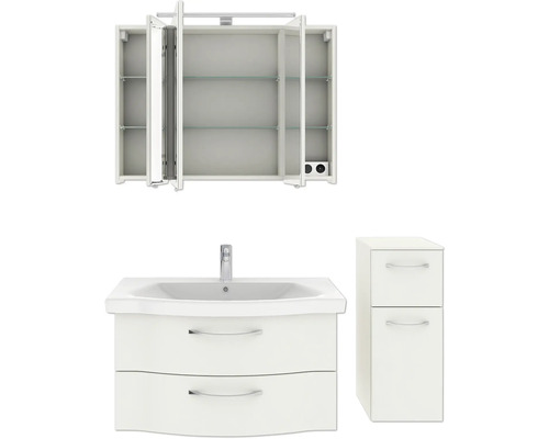 Badezimmer-Set mit Waschbeckenunterschrank, Spiegelschrank und Seitenschrank