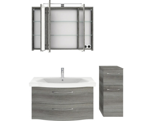 Badezimmerset mit Waschtischunterschrank, Spiegelschrank und Seitenschrank