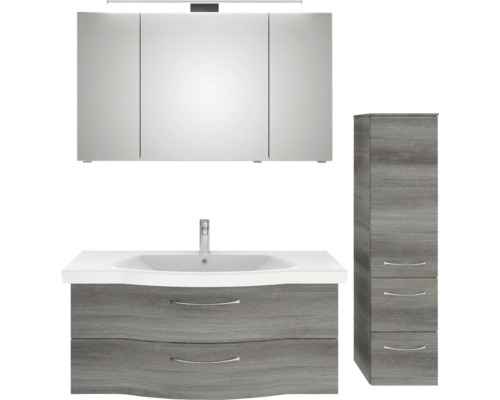 Badezimmer-Set mit Spiegelschrank, Waschbeckenunterschrank und Hochschrank