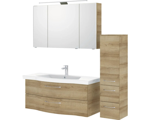 Ensemble de meubles de salle de bains avec armoire de toilette, meuble sous-lavabo et armoire haute