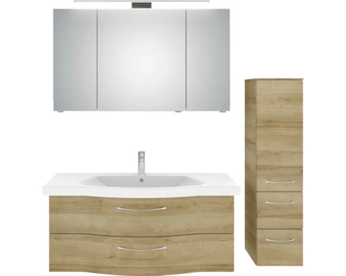 Ensemble de salle de bains avec meuble sous-lavabo, armoire de toilette et armoire haute