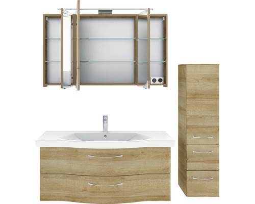 Ensemble de meubles de salle de bains avec armoire de toilette, meuble sous-lavabo et armoire haute