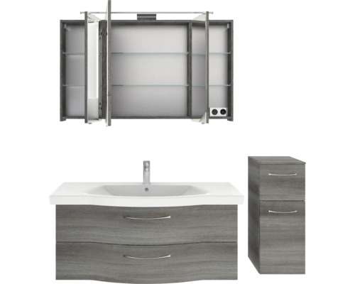 Badezimmerset mit Waschbeckenunterschrank, Spiegelschrank und Seitenschrank für das Badezimmer