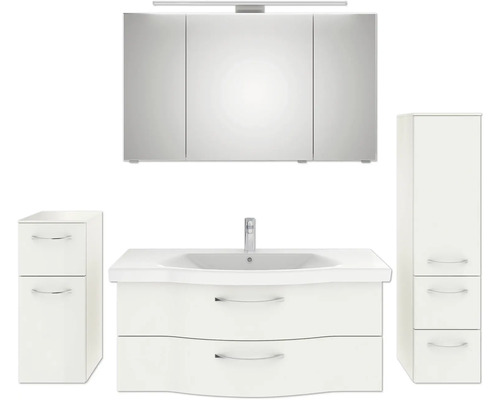 Badezimmer-Set mit Spiegelschrank, Waschbeckenunterschrank und Hochschrank