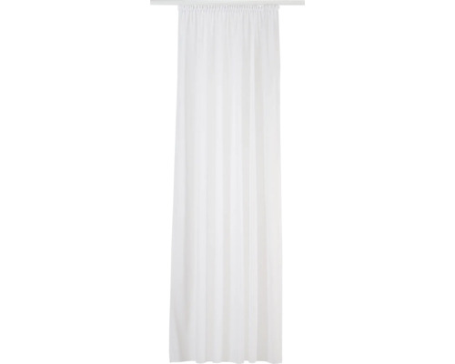 Rideau de douche blanc avec système d''accrochage à bande fronceuse sur une tringle