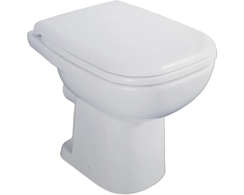 WC à poser DURAVIT DuraHome cuvette à fond creux à bride ouverte à économie d'eau blanc brillant avec abattant 40250900A1