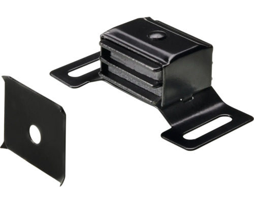 Loqueteau magnétique 63 x 25,5 x 19,5 mm noir 2 pièces Amortisseur de vibrations avec plaque de montage pour systèmes d''installation
