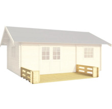 Holzgartenhaus mit Terrasse und Geländer