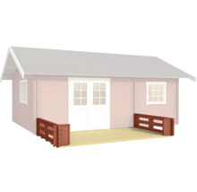 Gartenhaus mit Holzterrasse und Geländer