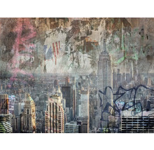 Papier peint skyline de New York avec Empire State Building et graffitis
